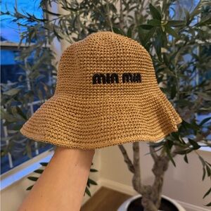 Miu Miu faux tan Crochet Hat